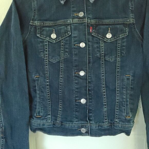 LEVI STRAUSS Women's NWT Original Trucker Crop Denim Jacket Sz S Blank Tab RARE - Picture 4 of 16